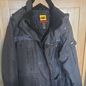 Caterpillar XL Black Men's Insulated Coat/Jacket with Reflective Trim
